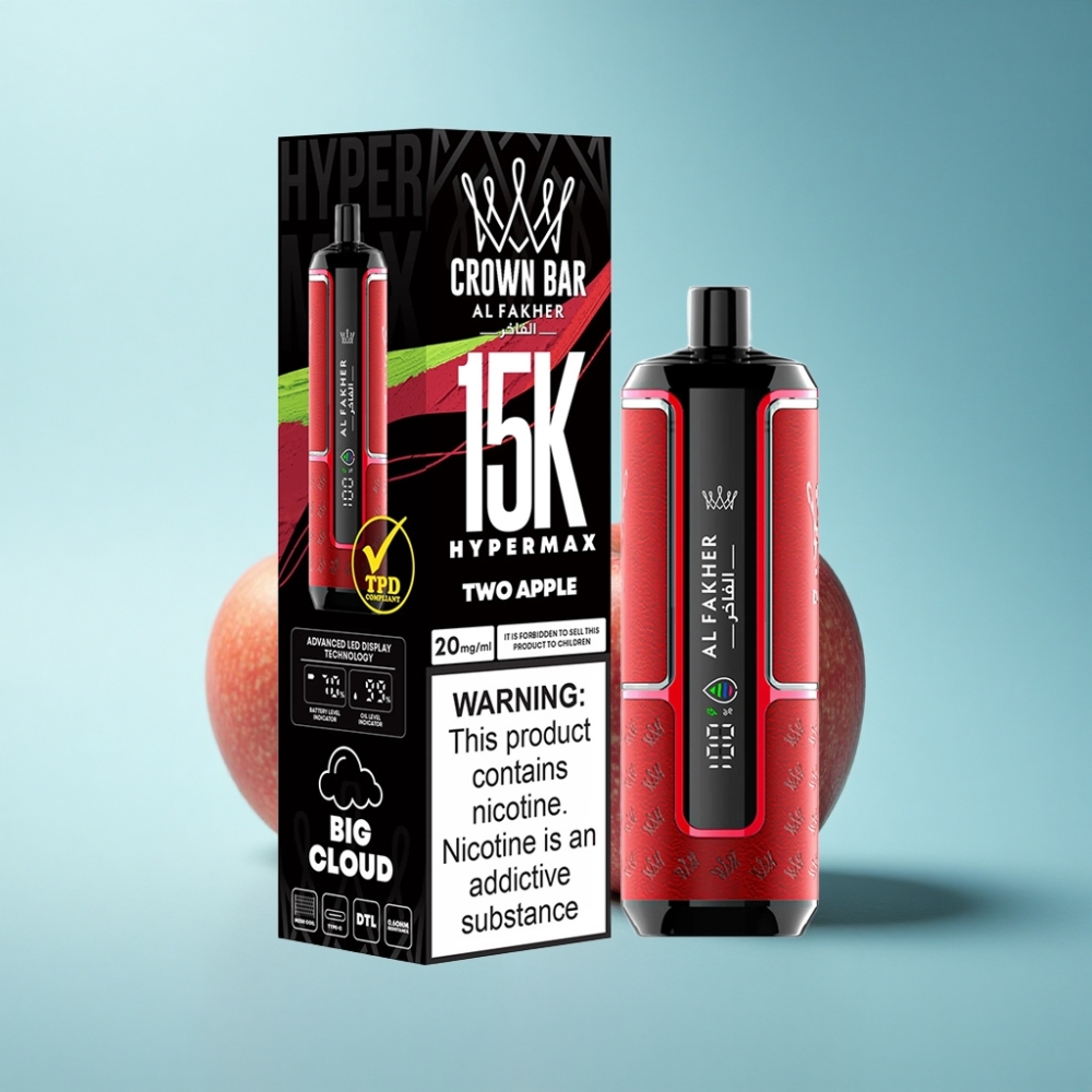 Al Fakher Crown Bar 15K Hypermax 22ml 600mAh Two Apple Disposable Vape Kit
