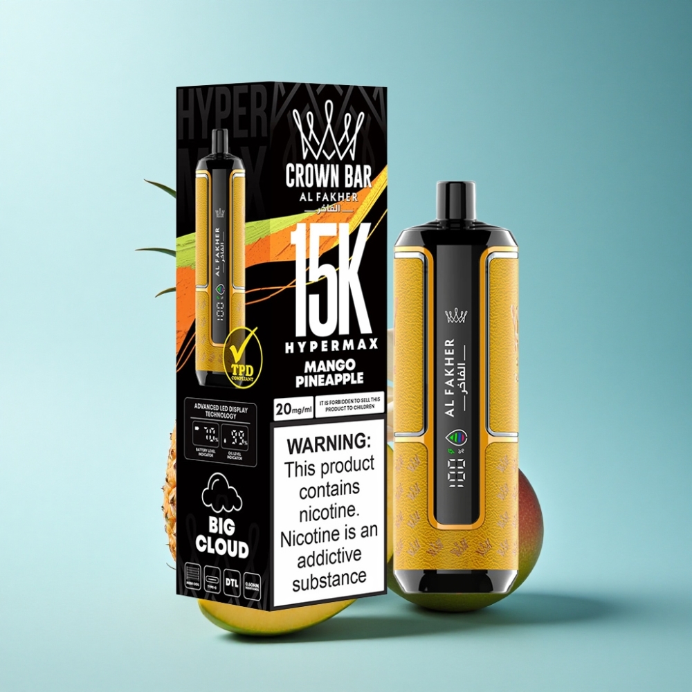 Al Fakher Crown Bar 15K Hypermax 22ml DTL 6mg Mango Pineapple Disposable Vape