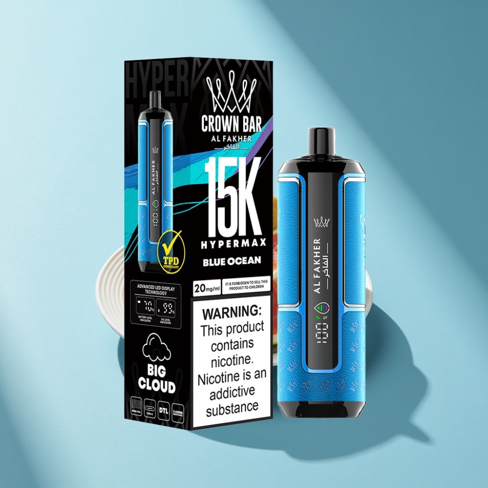 Al Fakher Crown Bar 15K Hypermax 22ml DTL Blue Ocean Disposable Vape