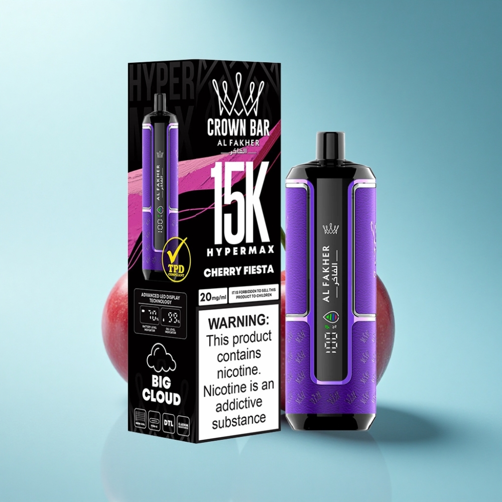Al Fakher Crown Bar 15K Hypermax 22ml DTL Cherry Fiesta Disposable Vape