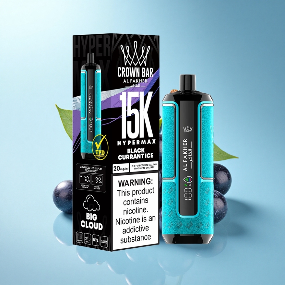 Al Fakher Crown Bar 15K Hypermax 22ml DTL Disposable Vape - Blackcurrant Ice