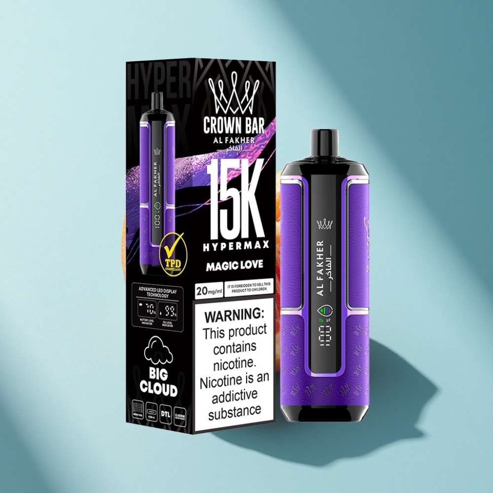 Al Fakher Crown Bar 15K Hypermax 22ml DTL Disposable Vape Kit Magic Love