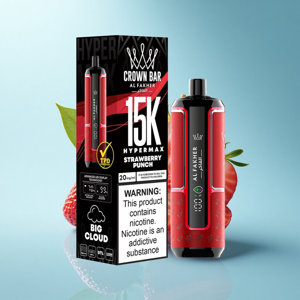 Al Fakher Crown Bar 15K Hypermax 22ml Strawberry Punch Disposable Vape