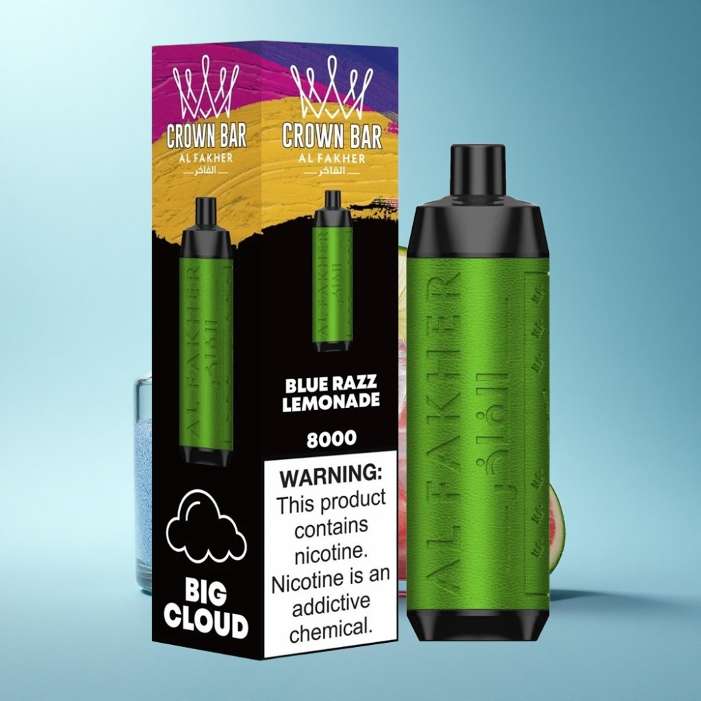 Al Fakher Crown Bar 8000 Crystal 18ml Blue Razz Lemonade Disposable Vape