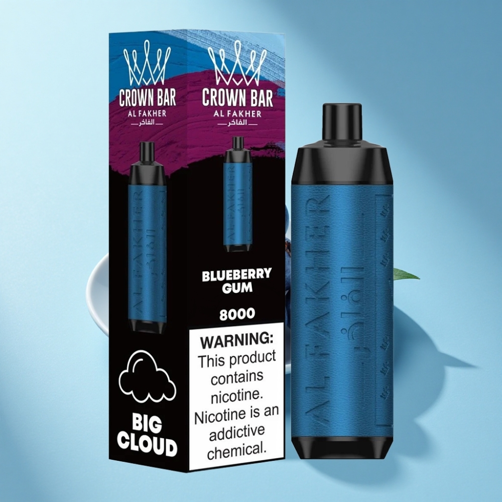 Al Fakher Crown Bar 8000 Crystal Blueberry Gum Disposable Vape 18ml 5mg