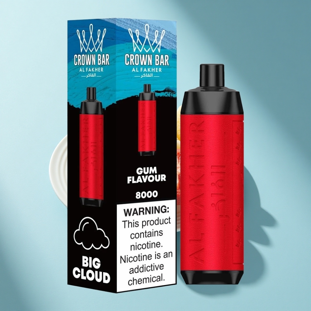 Al Fakher Crown Bar 8000 Crystal Disposable Vape - 18ml Gum Flavour, 5mg Nicotine, 600mAh