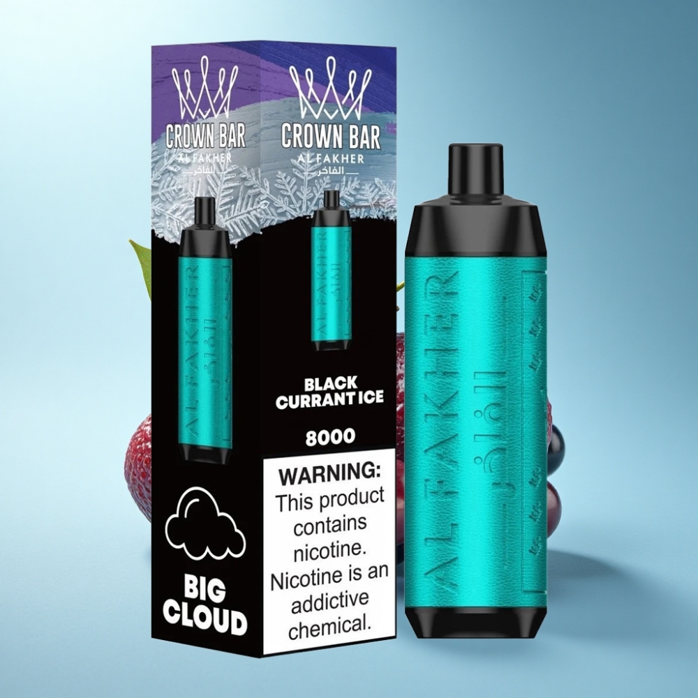 Al Fakher Crown Bar 8000 Crystal Disposable Vape Black Currant Ice 18mL 5mg 600mAh