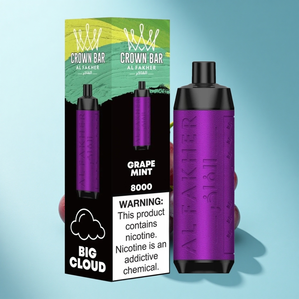 Al Fakher Crown Bar 8000 Crystal Disposable Vape Grape Mint 18mL 5mg