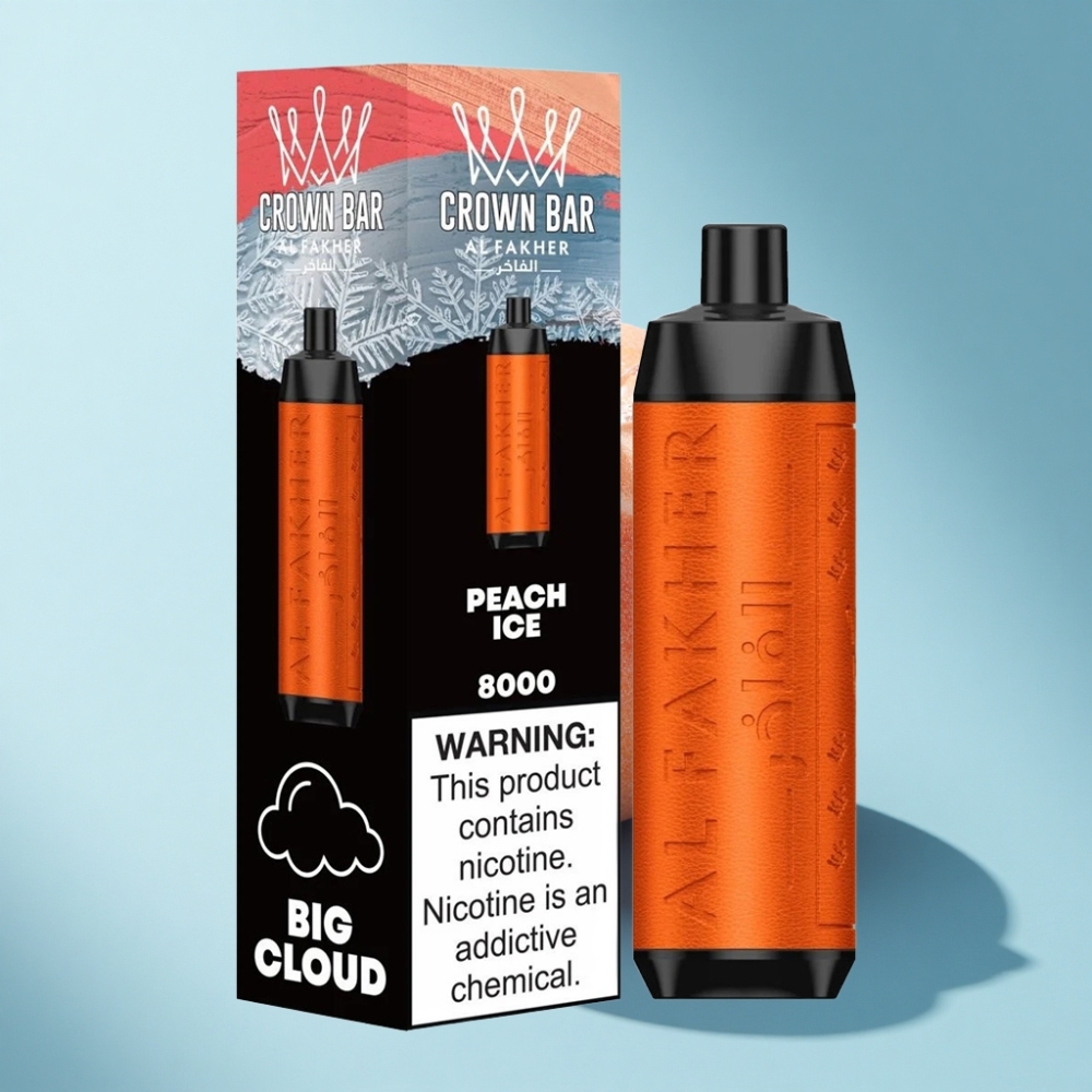 Al Fakher Crown Bar 8000 Crystal Disposable Vape Peach Ice 18mL 5mg