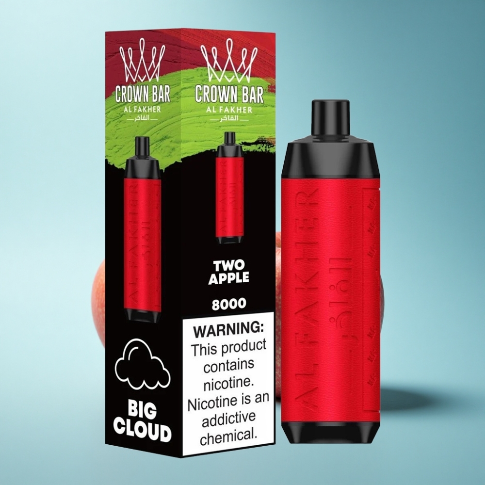 Al Fakher Crown Bar 8000 Crystal Disposable Vape Two Apple 18mL 5mg