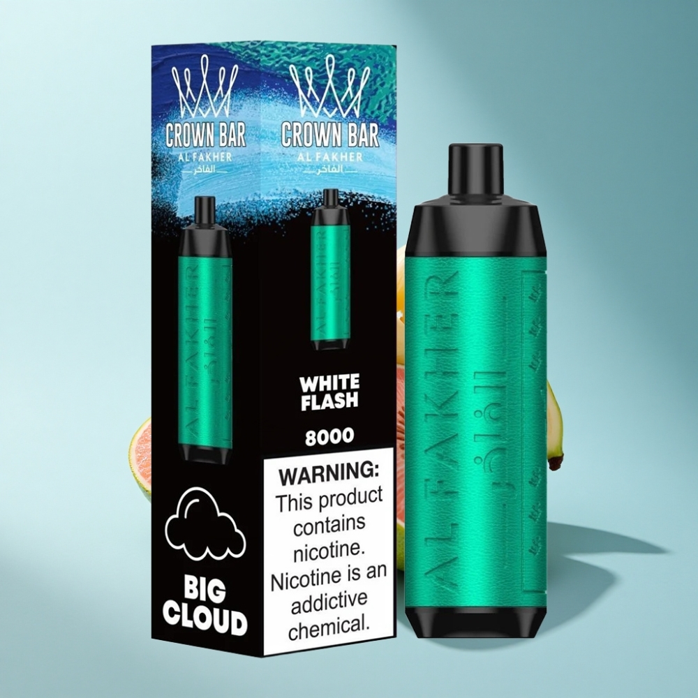 Al Fakher Crown Bar 8000 Crystal Disposable Vape White Flash 18mL 5mg