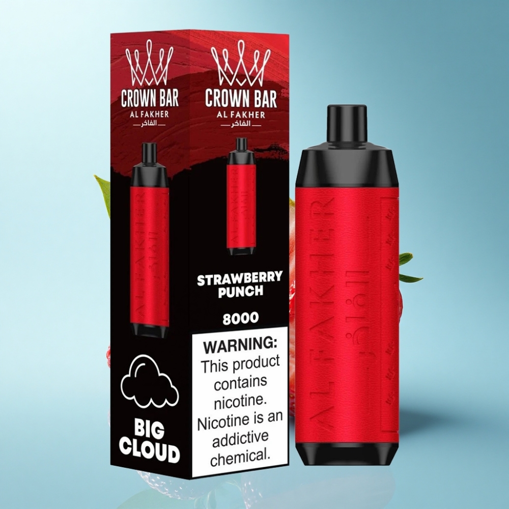 Al Fakher Crown Bar 8000 Crystal Strawberry Punch Disposable Vape – 18ml, 5mg, 600mAh
