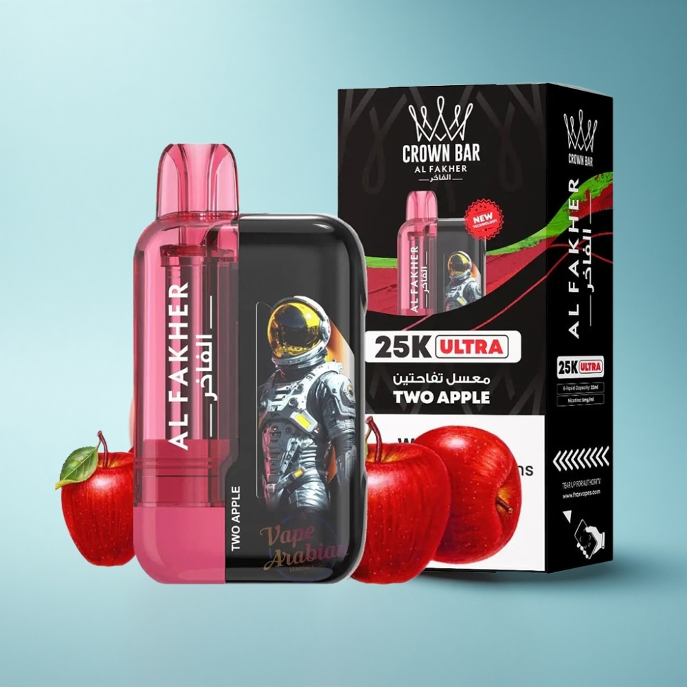 Al Fakher Crown Bar Ultra 25K Disposable Vape 22mL 50mg Two Apple