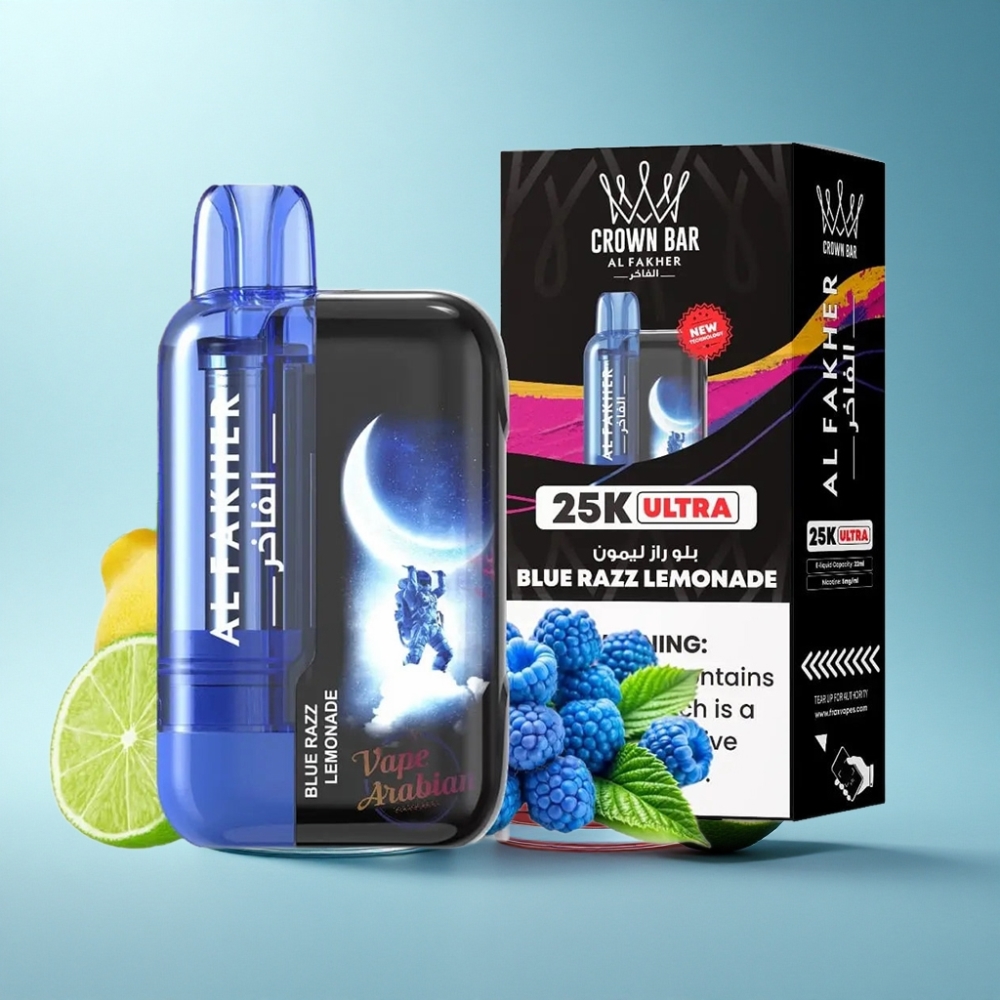 Al Fakher Crown Bar Ultra 25K Disposable Vape 22ml Blue Razz Lemonade