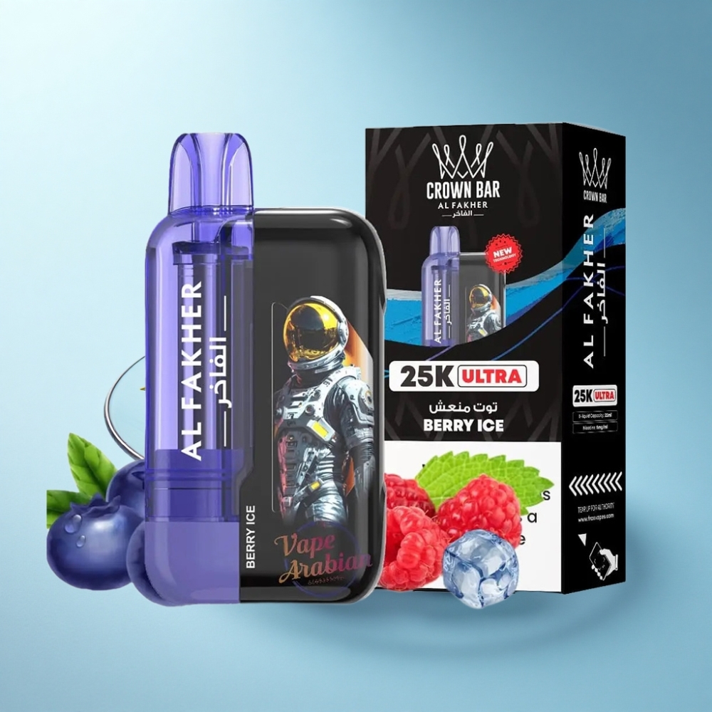 Al Fakher Crown Bar Ultra 25K Disposable Vape Berry Ice 22mL 50mg Mesh