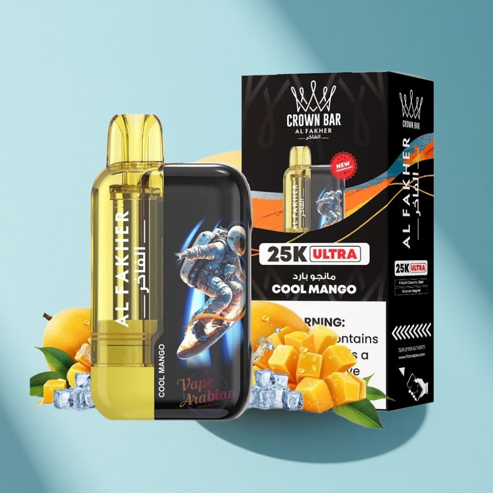 Al Fakher Crown Bar Ultra 25K Disposable Vape Cool Mango 22mL 50mg