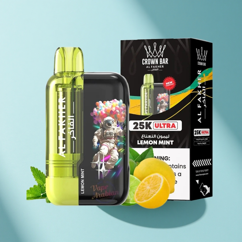 Al Fakher Crown Bar Ultra 25K LED Mesh Disposable Vape Lemon Mint
