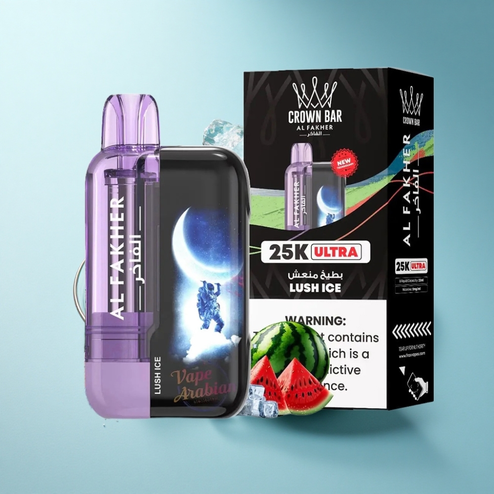 Al Fakher Crown Bar Ultra 25K LED Mesh Disposable Vape Lush Ice