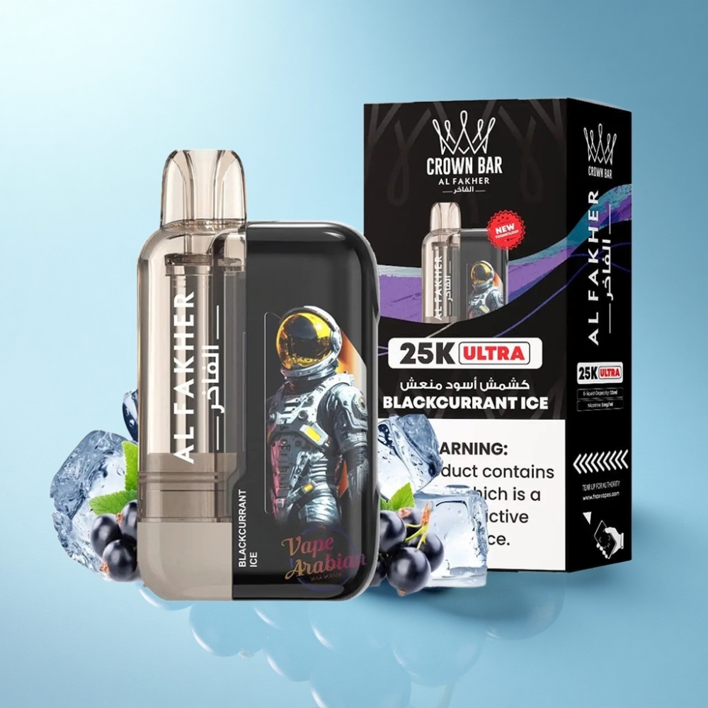 Al Fakher Crown Bar Ultra 25K Mesh 22ml Blackcurrant Ice Disposable Vape