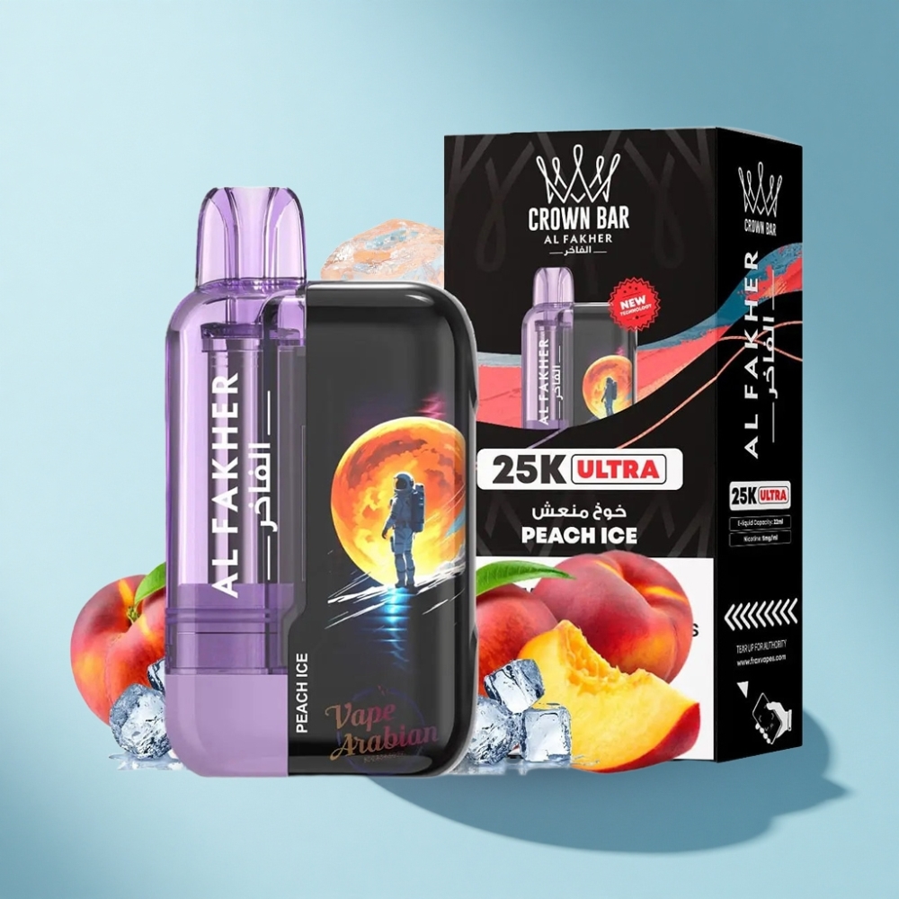 Al Fakher Crown Bar Ultra 25K Peach Ice Disposable Vape 22mL 50mg