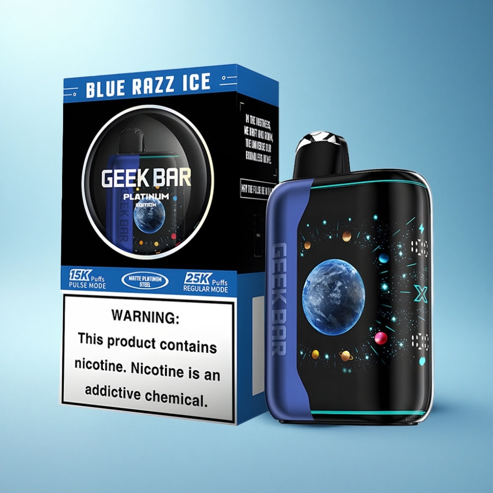 GEEK BAR Platinum Edition 25000 Puffs Blue Razz Ice Disposable Vape with Dual Mesh Coil & Quick Charge