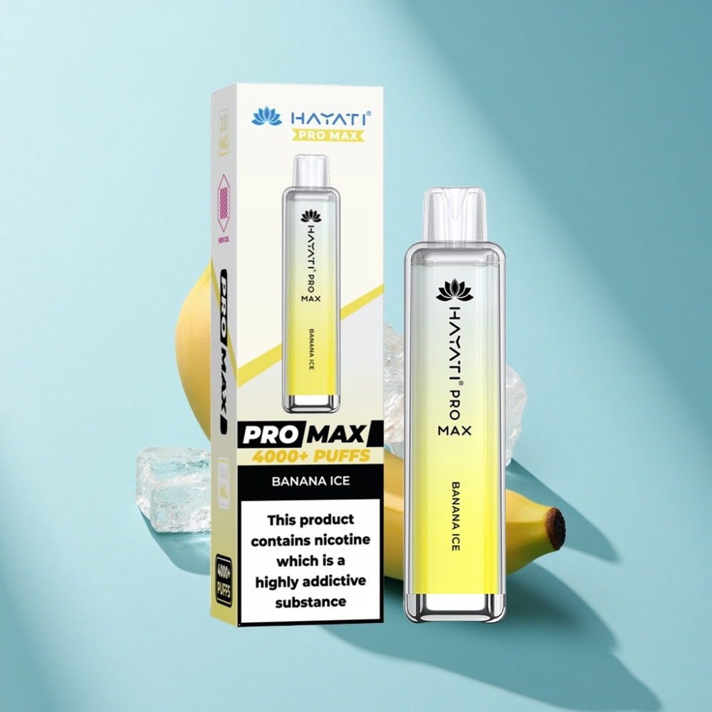 Hayati Pro Max 4000 Puffs Banana Ice Disposable Vape Rechargeable Dual Mesh Coil