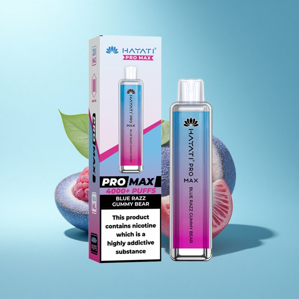 Hayati Pro Max 4000 Puffs Blue Razz Gummy Bear Rechargeable Disposable Vape