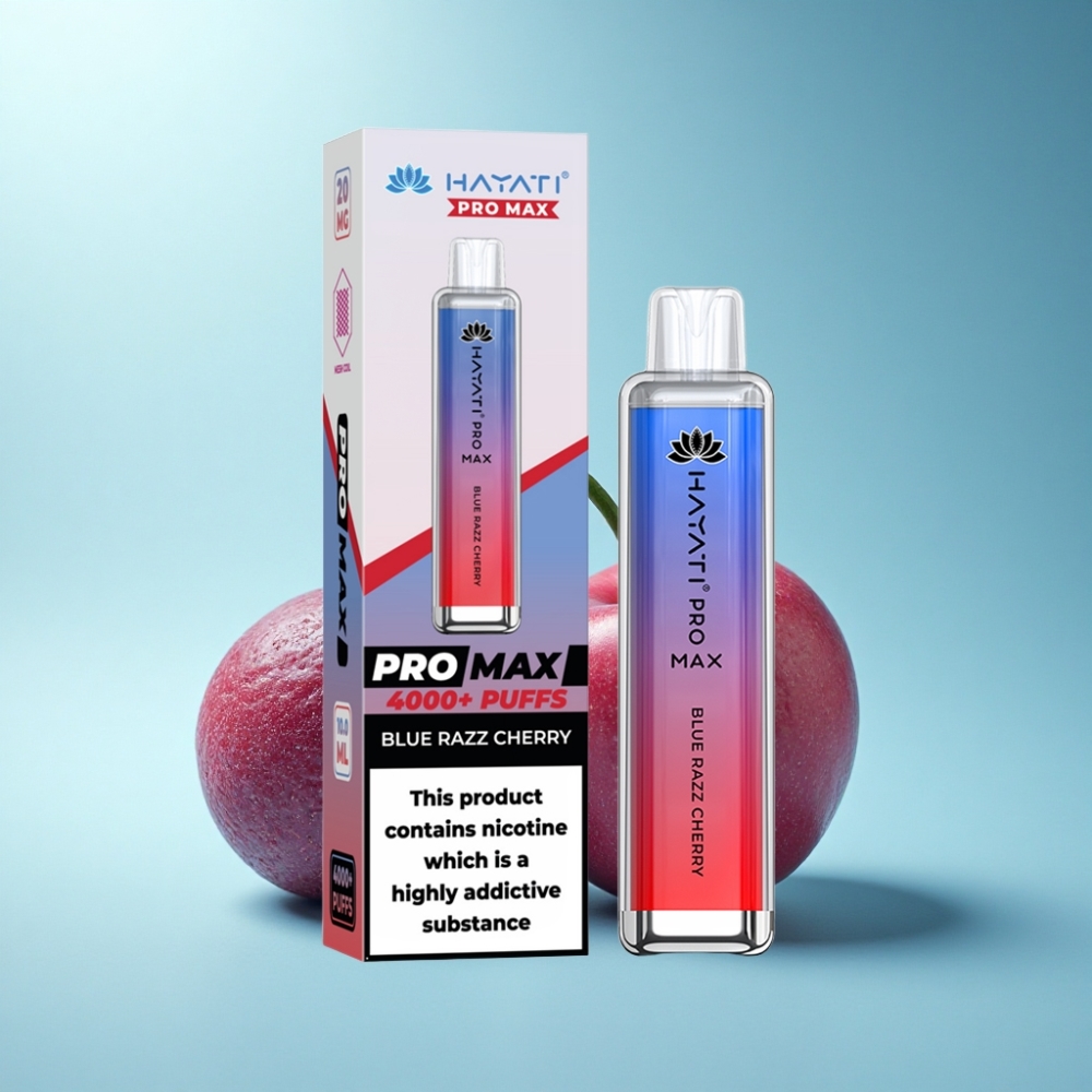 Hayati Pro Max 4000 Puffs Rechargeable Disposable Vape Blue Razz Cherry