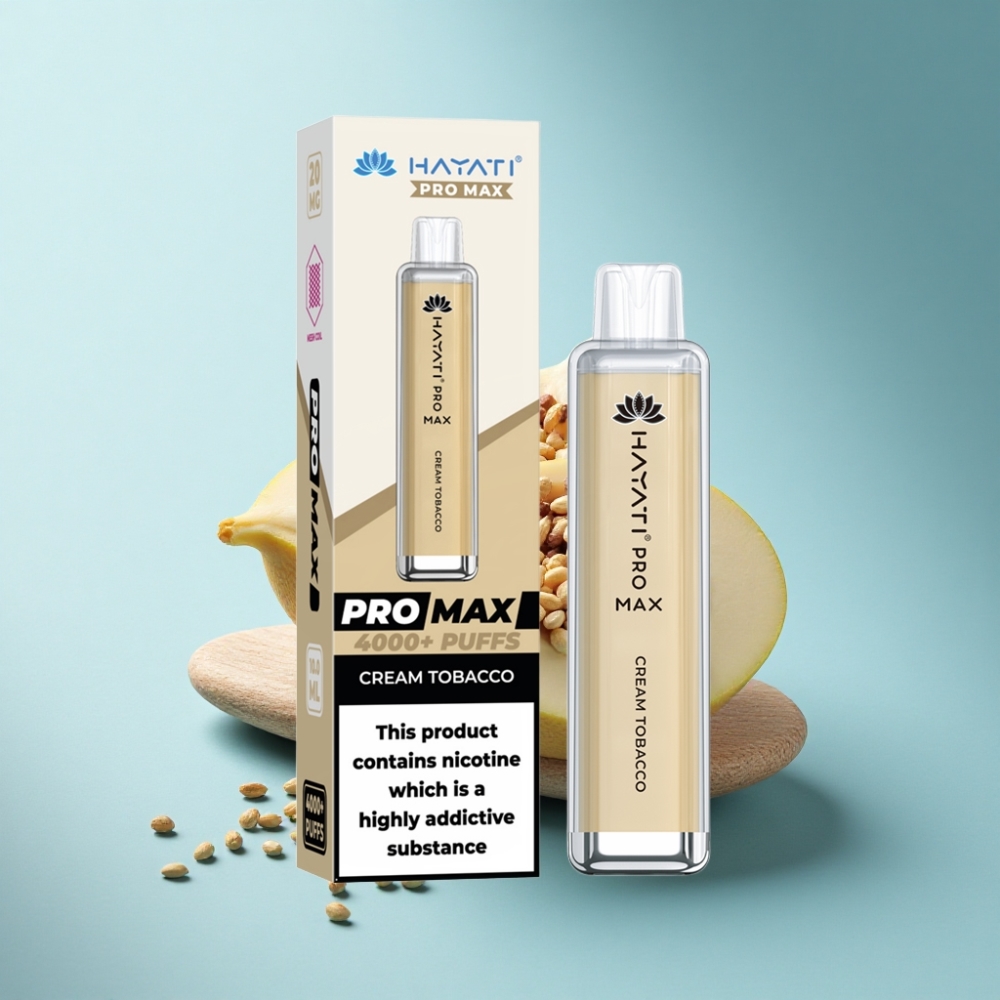 Hayati Pro Max 4000 Puffs Rechargeable Disposable Vape Cream Tobacco
