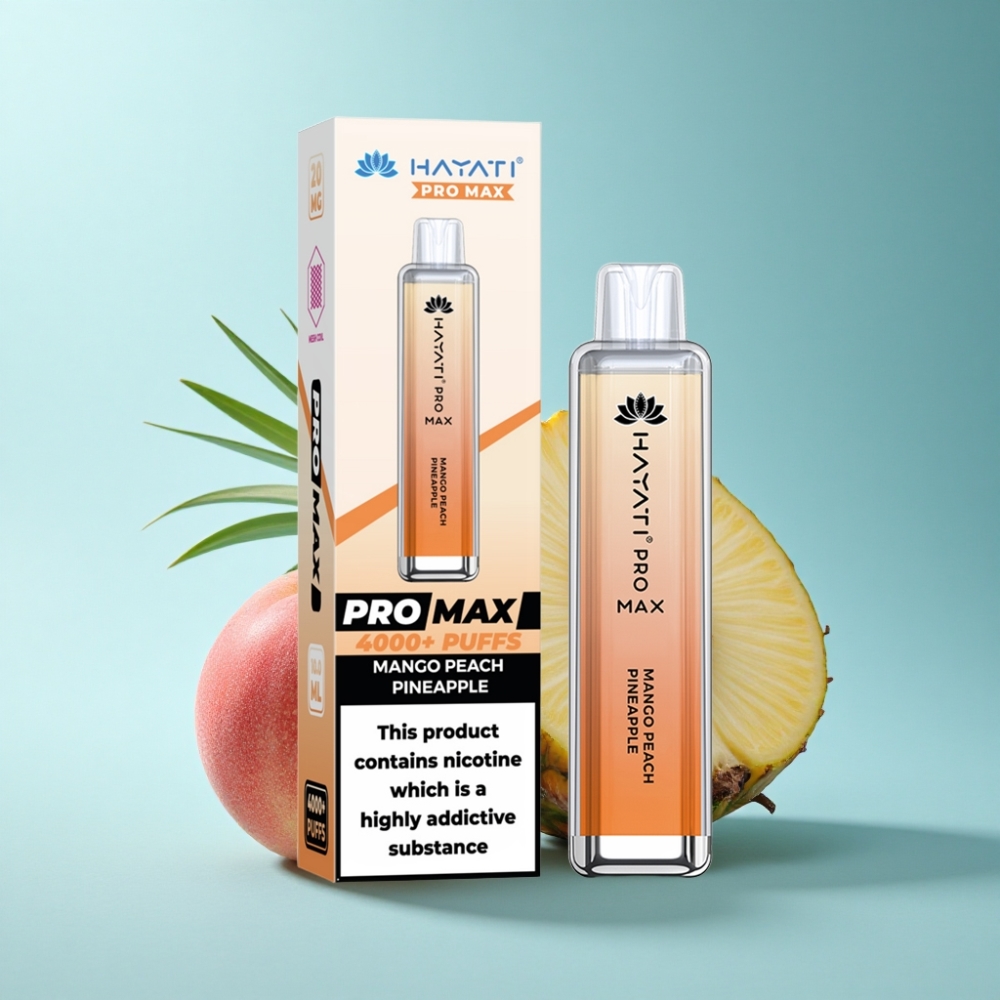Hayati Pro Max 4000 Puffs Rechargeable Disposable Vape Mango Peach Pineapple