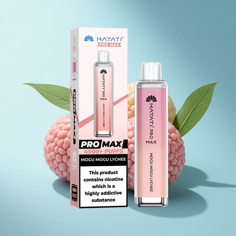 Hayati Pro Max 4000 Puffs Rechargeable Disposable Vape Mogu Mogu Lychee