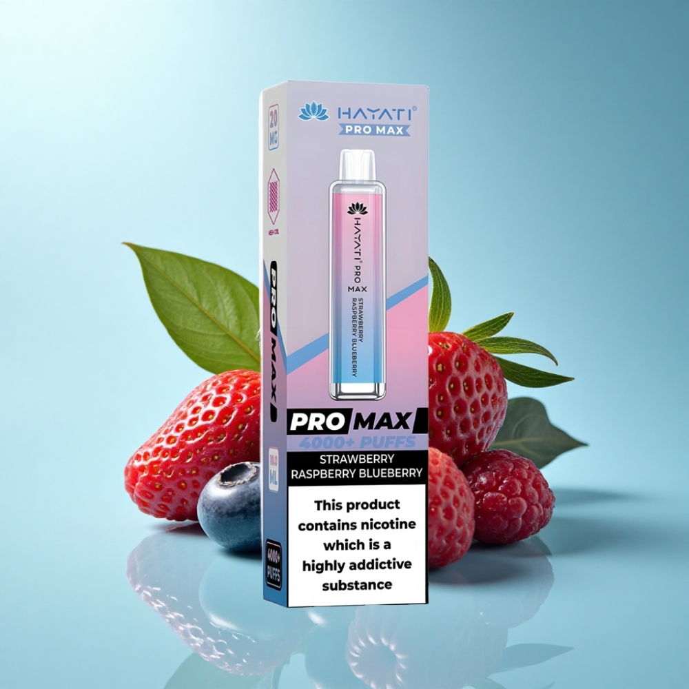 Hayati Pro Max 4000 Puffs Rechargeable Disposable Vape Strawberry Raspberry Blueberry