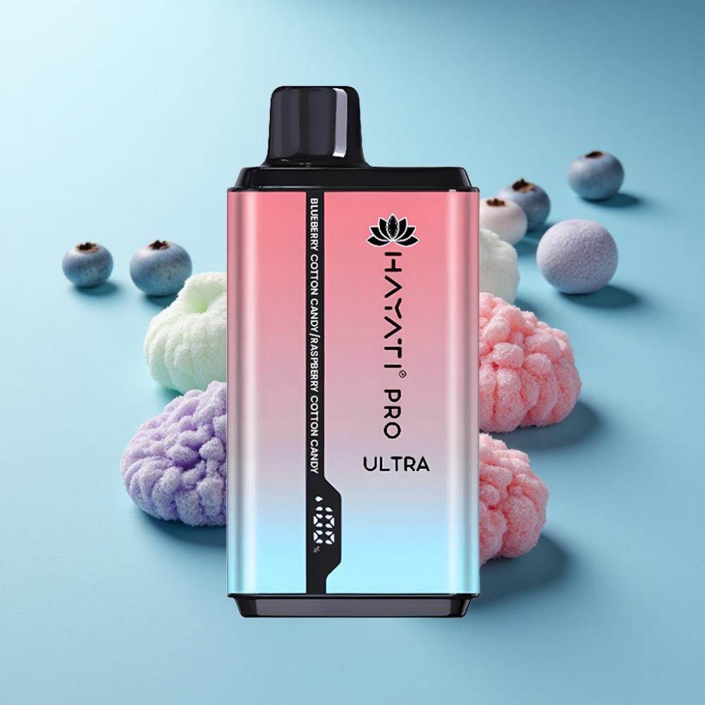 Hayati Pro Ultra 15000 Puffs Blueberry Cotton Candy Raspberry Disposable Vape