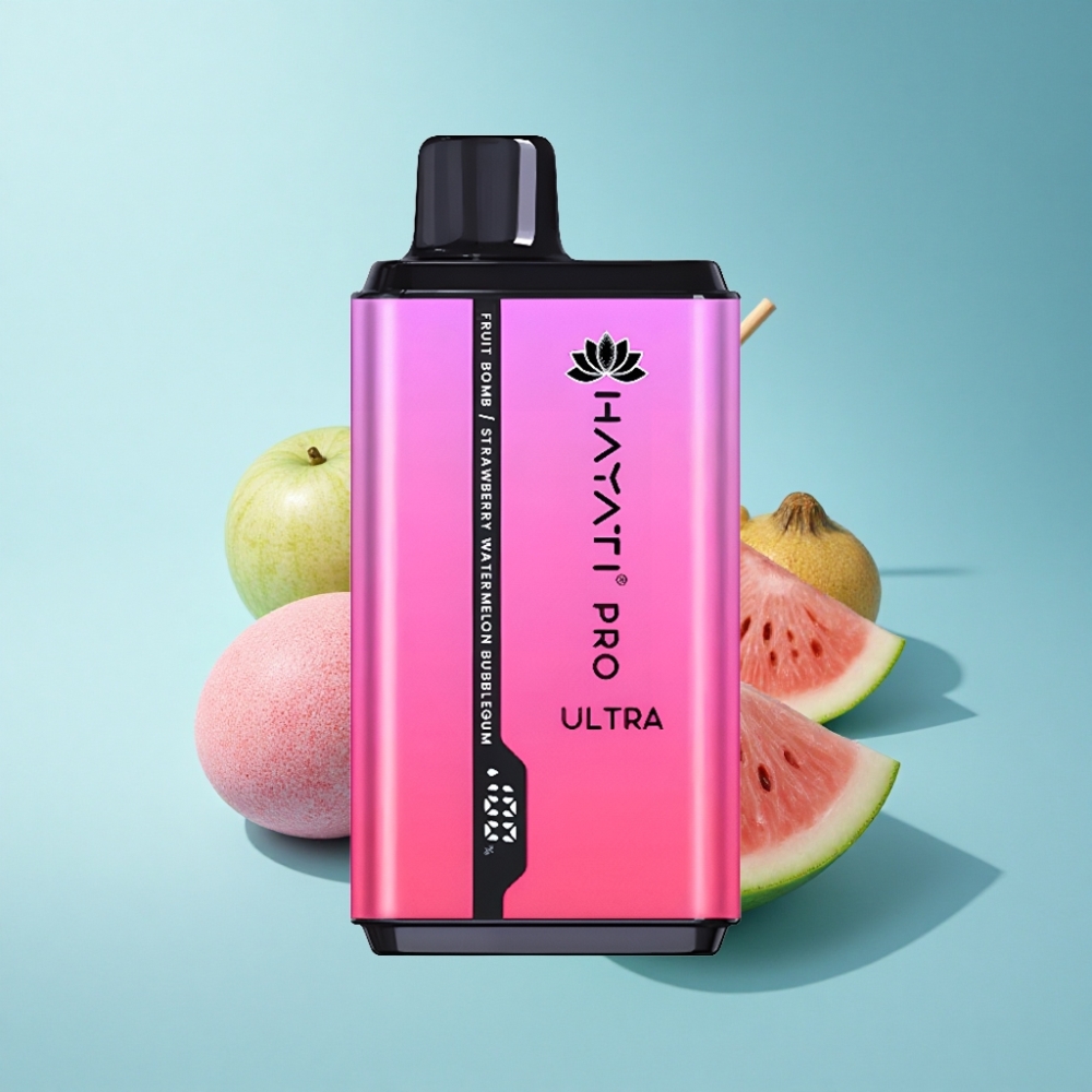 Hayati Pro Ultra 15000 Puffs Fruit Bomb Strawberry Watermelon Bubblegum Disposable Vape