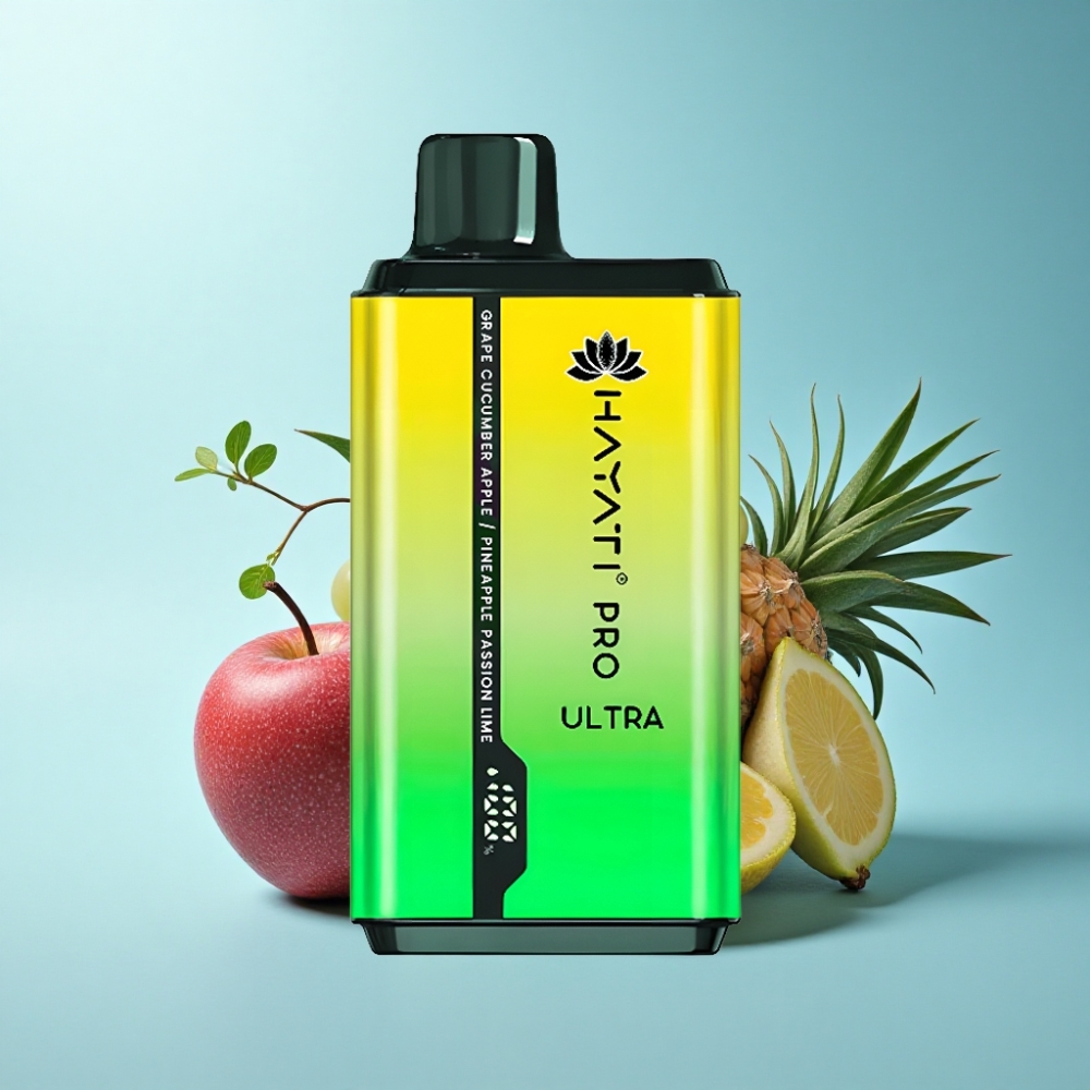 Hayati Pro Ultra 15000 Puffs Grape Cucumber Apple Pineapple Passion Lim Disposable Vape