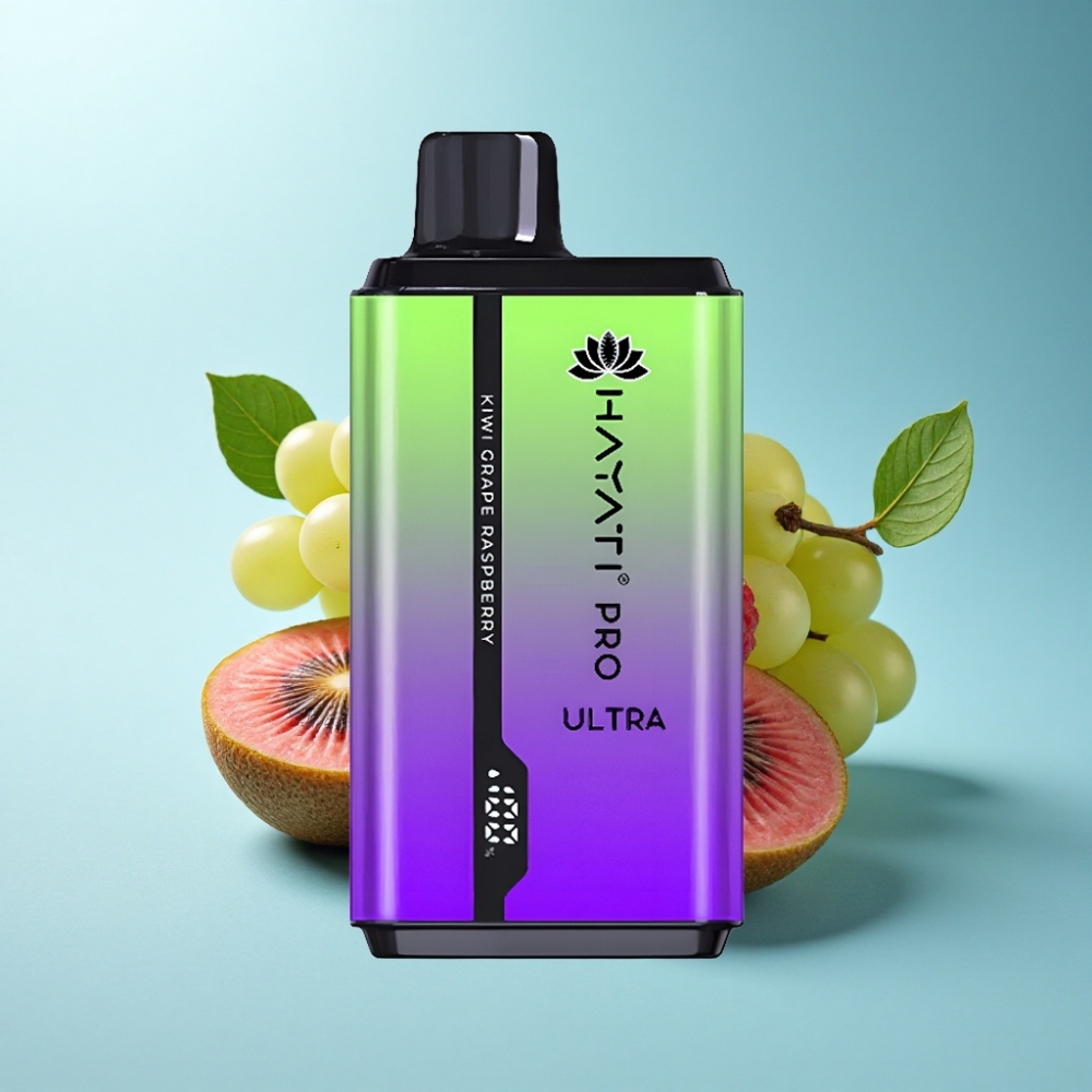 Hayati Pro Ultra 15000 Puffs Kiwi Grape Raspberry 49 Flavors 2×12ml 2% Nicotine