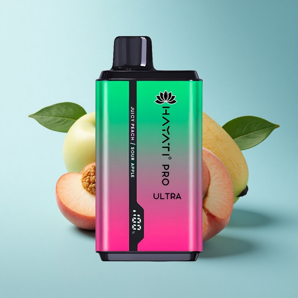 Hayati Pro Ultra 15000 Puffs Sour Apple Juicy Peach Disposable Vape