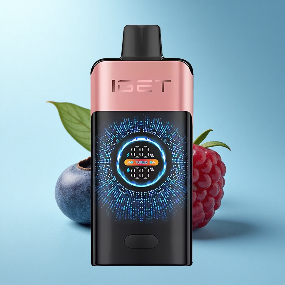 IGET ONE 12000 Puffs Disposable Vape Blueberry Raspberry with Dual Mesh Coil & Large Screen