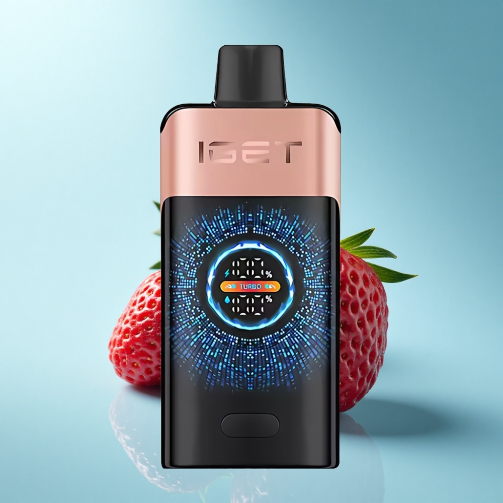 IGET ONE 12000 Puffs Disposable Vape Strawberry Raspberry with Large Curved Screen & Dual Mesh Coil