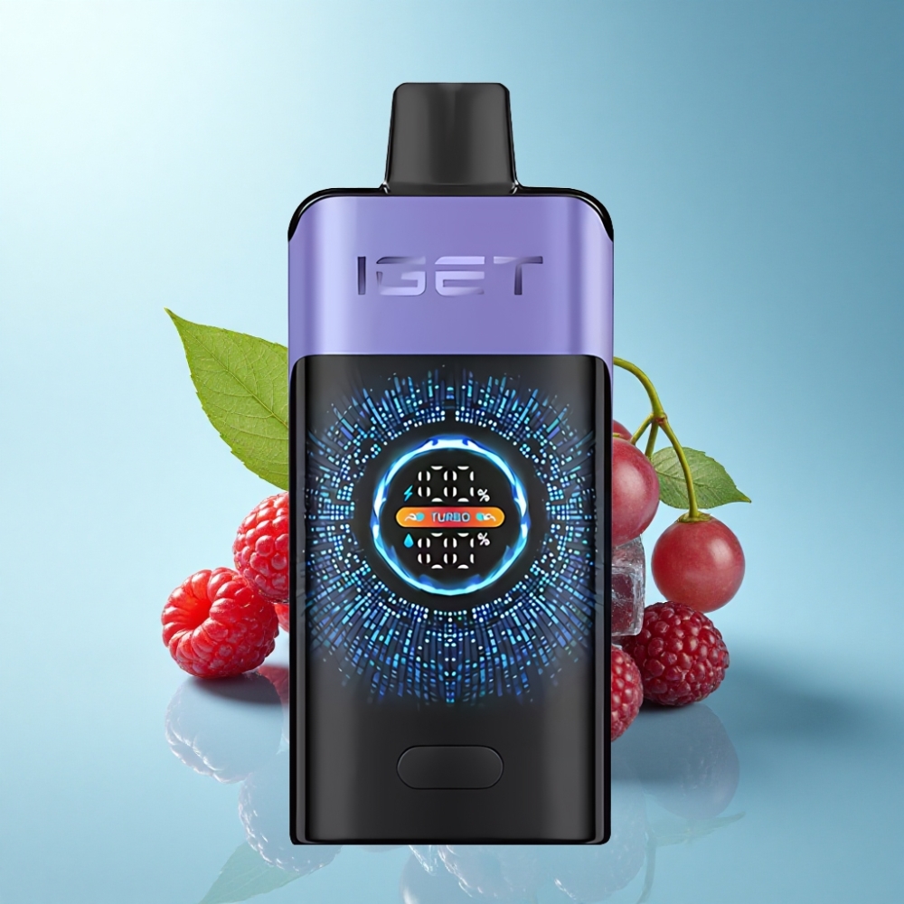 IGET ONE 12000 Puffs Disposable Vape with Large Curved Screen & Dual Mesh Coil – Raspberry Grape Ice