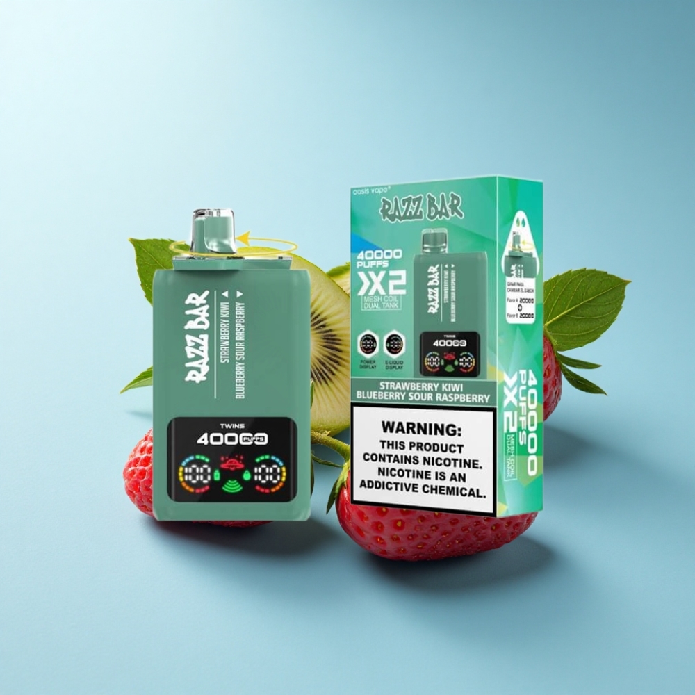 Razz Bar 40000 Puffs Disposable Vape Strawberry Kiwi Blueberry Sour Raspberry Mesh Coil Power Screen