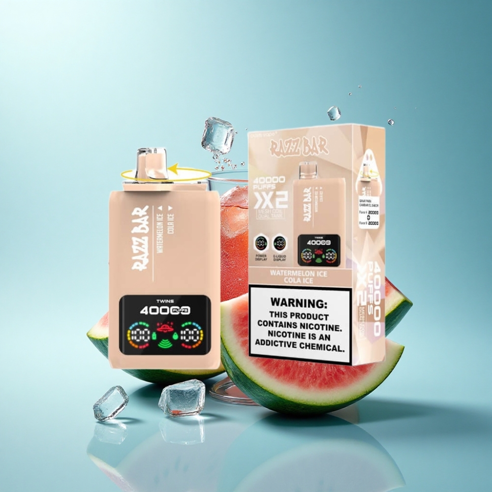 Razz Bar 40000 Puffs Disposable Vape with Power Screen Display - WATERMELON ICE & COLA ICE