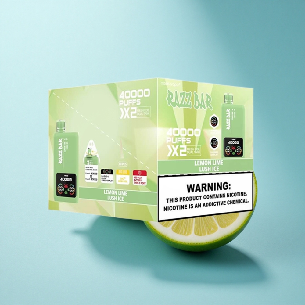 Razz Bar 40000 Puffs Mesh Coil Disposable Vape LEMON LIME & LUSH ICE