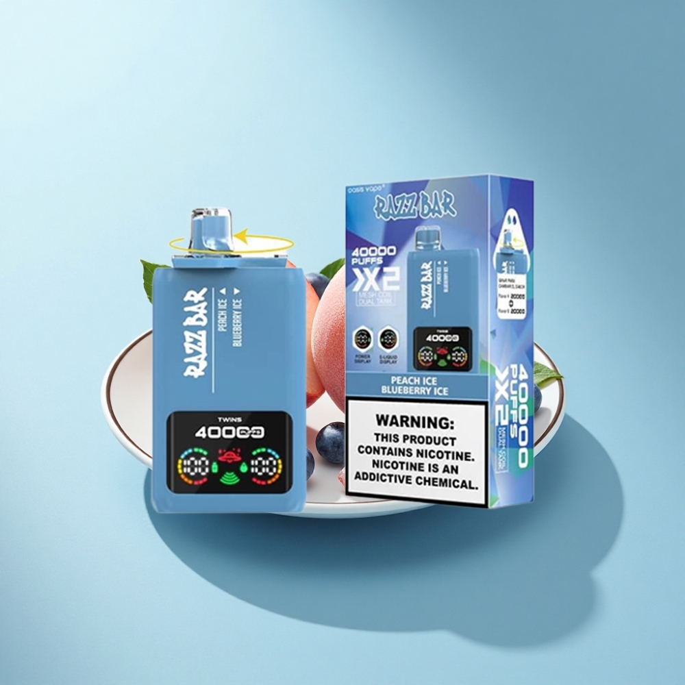 Razz Bar 40000 Puffs Mesh Coil Disposable Vape Peach Ice Blueberry Ice