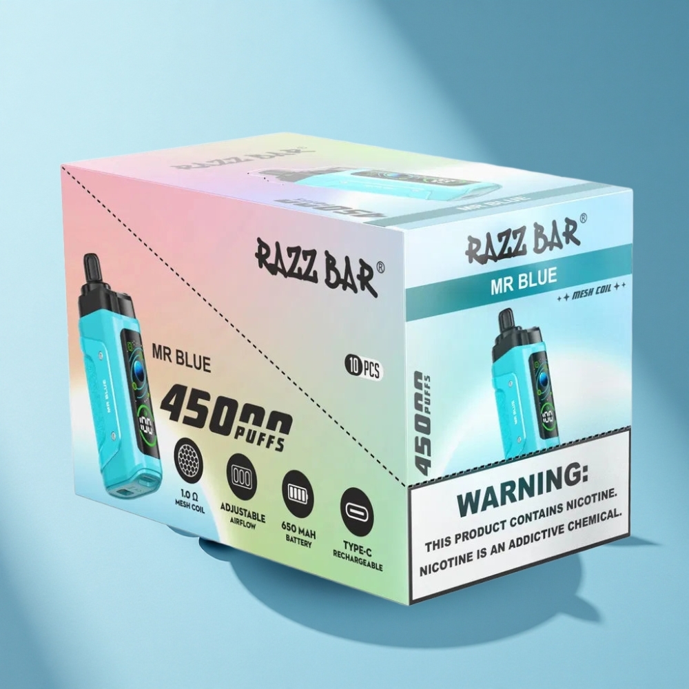 Razz Bar 45000 Puffs Adjustable Airflow Mr Blue Disposable Vape