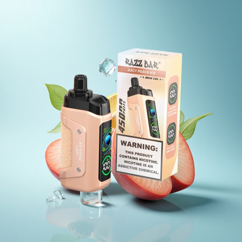 Razz Bar 45000 Puffs Disposable Vape Juicy Peach Ice 1.0 Ohm Mesh Adjustable Airflow