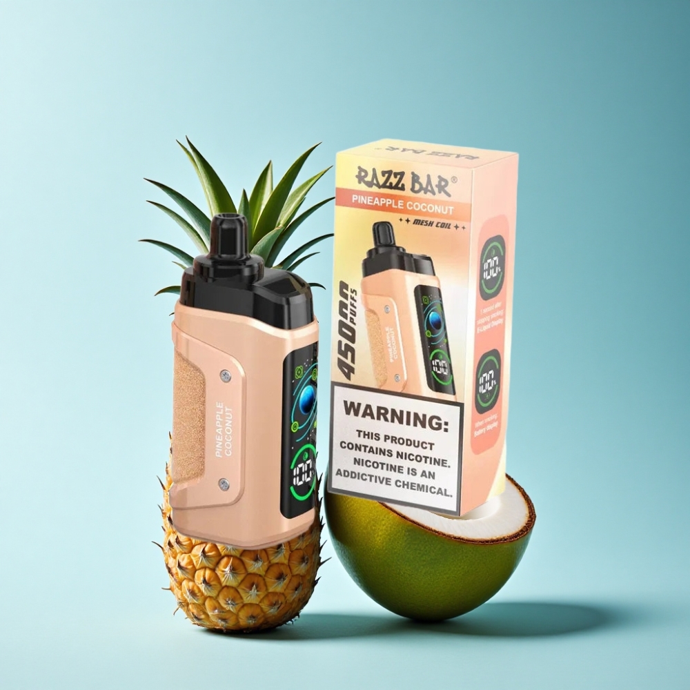 Razz Bar 45000 Puffs Disposable Vape Pineapple Coconut with Adjustable Airflow & Mesh Coil