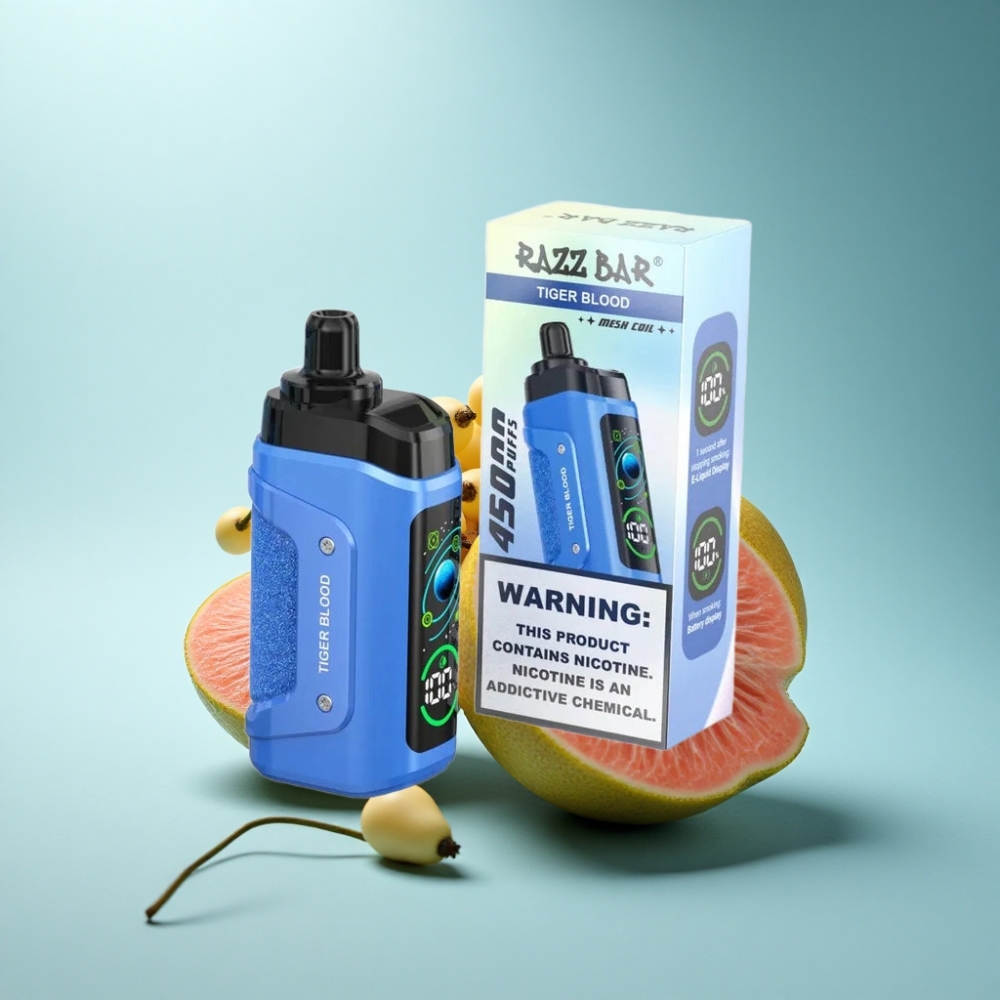 Razz Bar 45000 Puffs Tiger Blood Disposable Vape with Mesh Coil & Adjustable Airflow