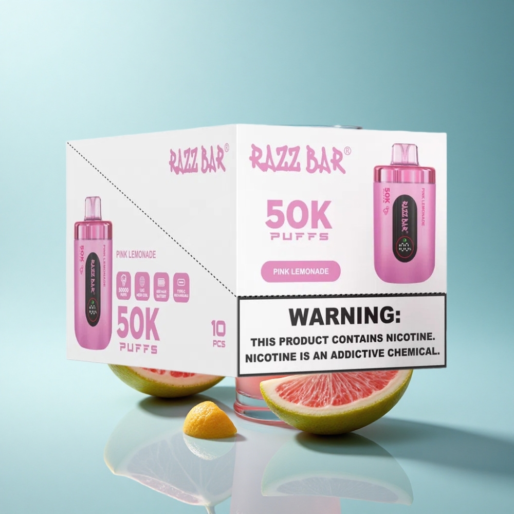 Razz Bar 50000 Puffs Pink Lemonade Disposable Vape 1.0 Ohm Mesh
