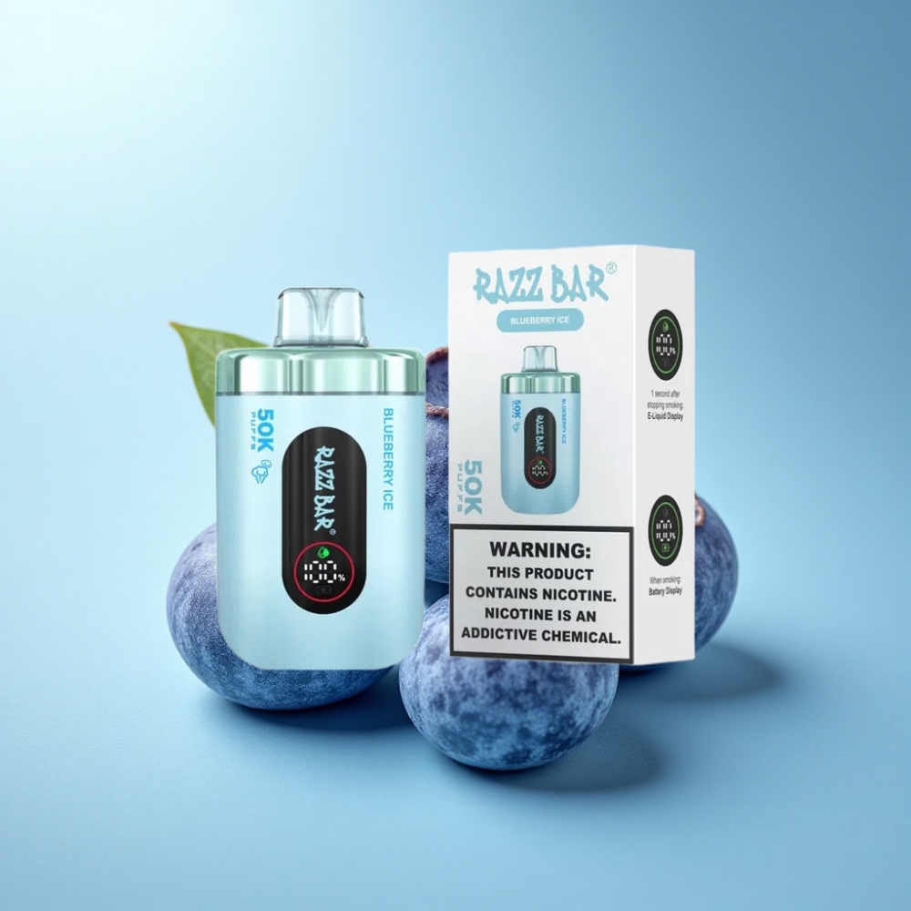 Razz Bar 50000 Puffs Rechargeable Disposable Vape Blueberry Ice